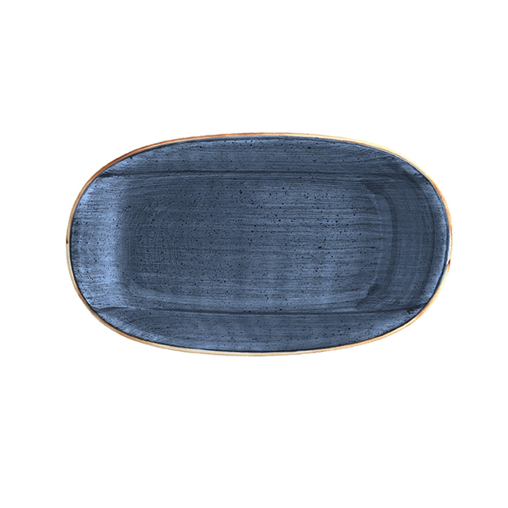 Bonna China Night Blue 6" x 3.5" x h:0.75" Oval Blue Porcelain Platter (Set of 2)