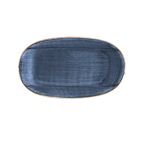 Bonna China Night Blue 6" x 3.5" x h:0.75" Oval Blue Porcelain Platter (Set of 2)