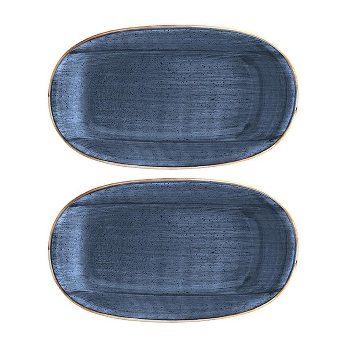 Bonna China Night Blue 6" x 3.5" x h:0.75" Oval Blue Porcelain Platter (Set of 2)