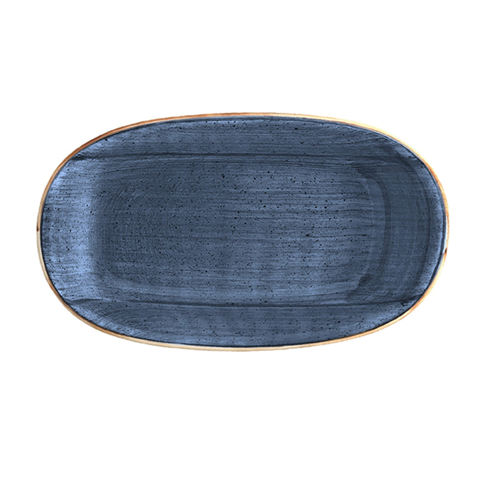 Bonna China Night Blue 7.5" x 4.25" x h:1" Oval Blue Porcelain Platter (Set of 2)