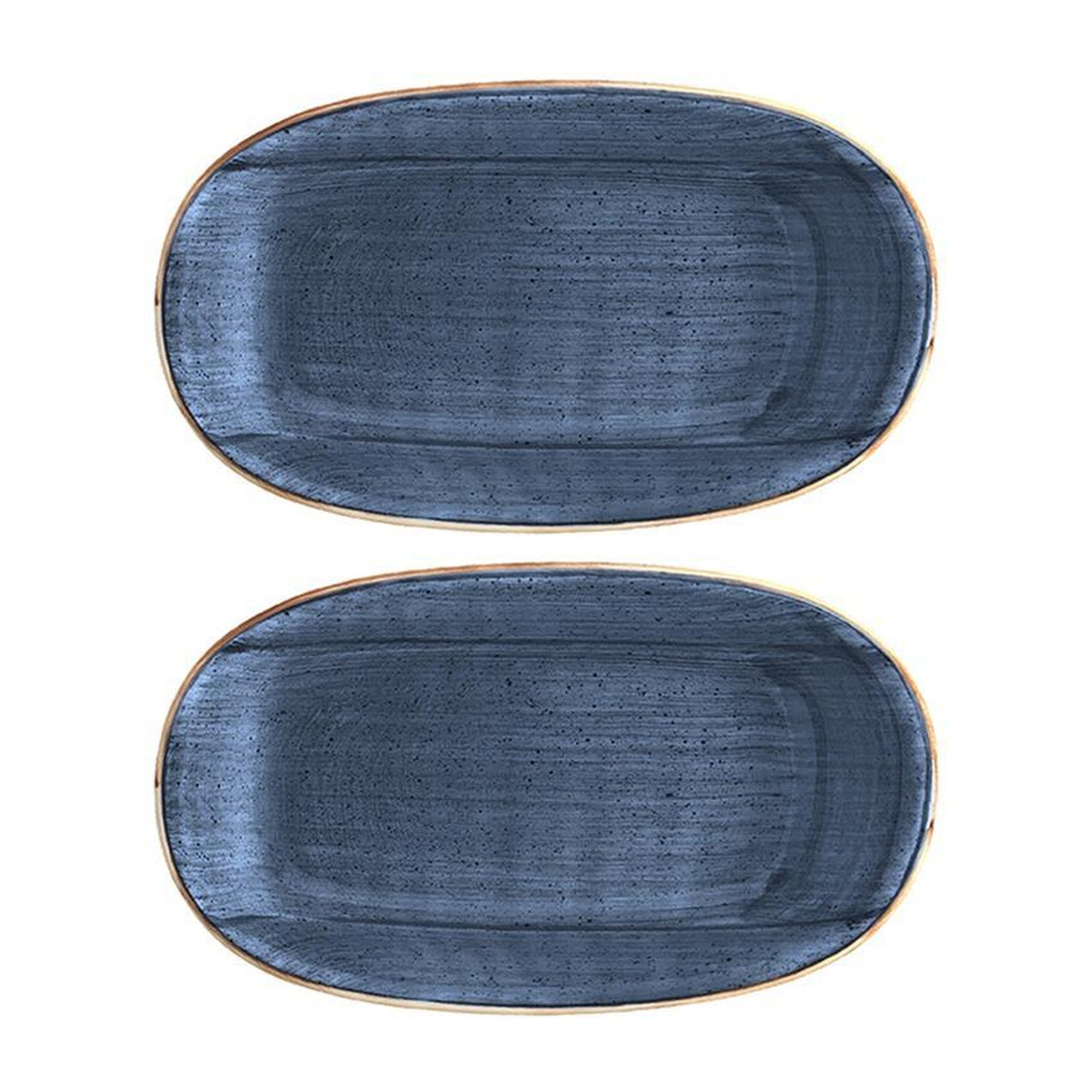 Bonna China Night Blue 7.5" x 4.25" x h:1" Oval Blue Porcelain Platter (Set of 2)