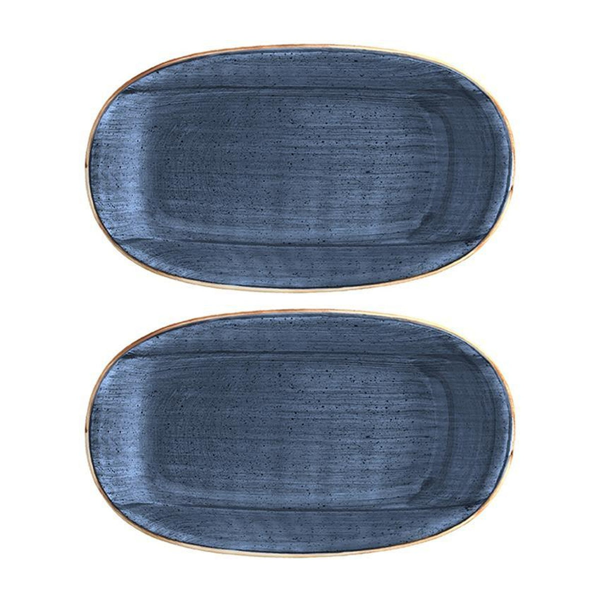 Bonna China Night Blue 7.5" x 4.25" x h:1" Oval Blue Porcelain Platter (Set of 2)