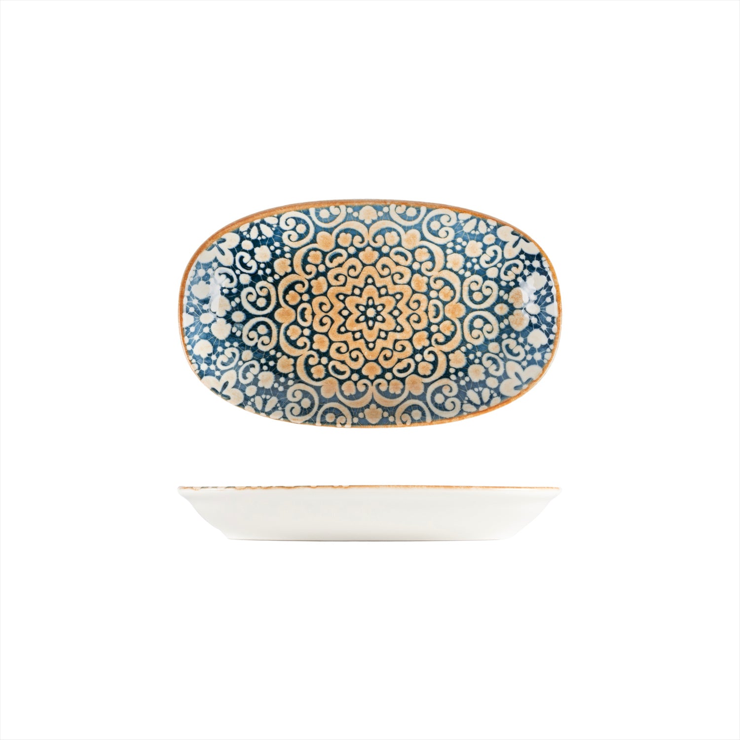 Bonna China Española 9.5" x 5.5" x h:1.25" Oval Decorated Porcelain Platter (Set of 2)