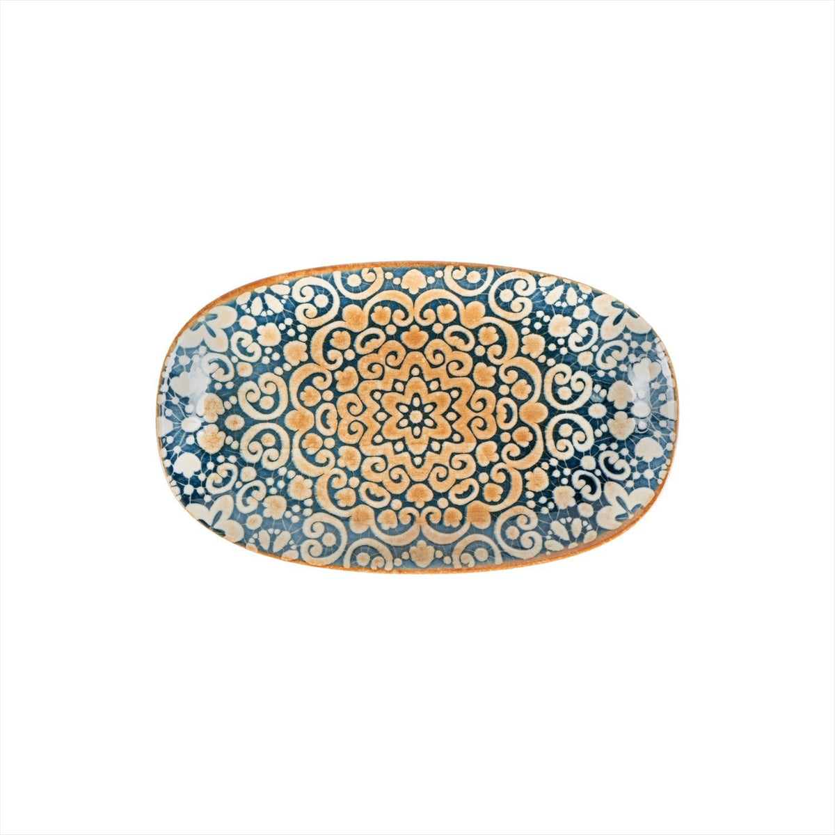 Alhambra 11.25" x 6.75" x h:1.25" Oval Decorated Vitrified Platter (1 each)