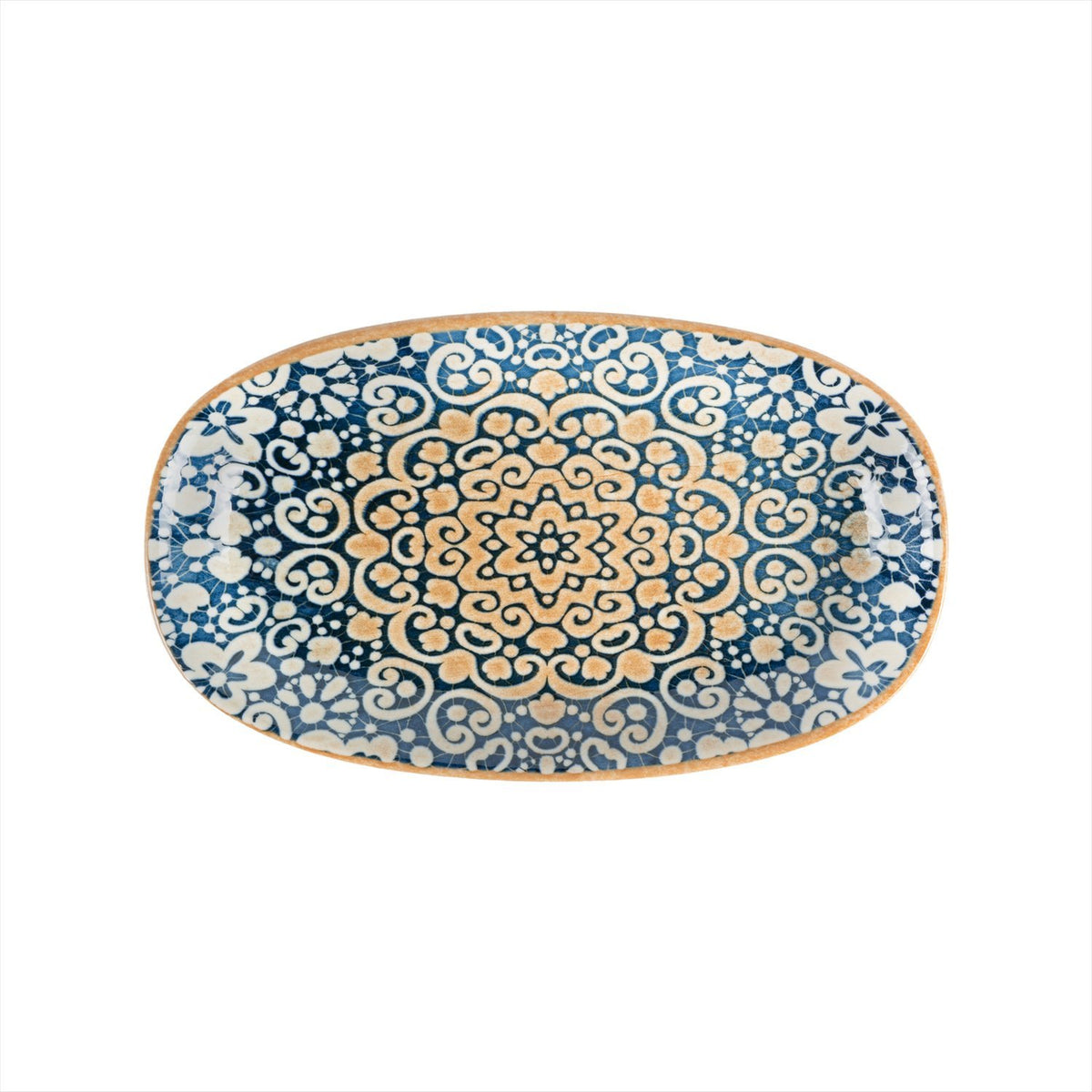 Alhambra 13" x 7.5" x h:1.5" Oval Decorated Vitrified Platter (1 each)