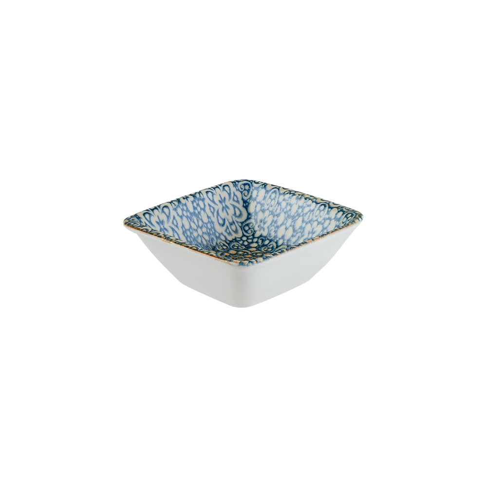 Bonna China Española 3.5" x 3.5" x h:1.25" 1 oz. Square Decorated Porcelain Ramekin (Set of 4)