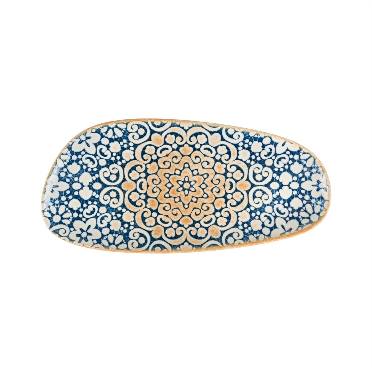Alhambra 14" x 7" x h:1" Organic Decorated Vitrified Platter (1 each)