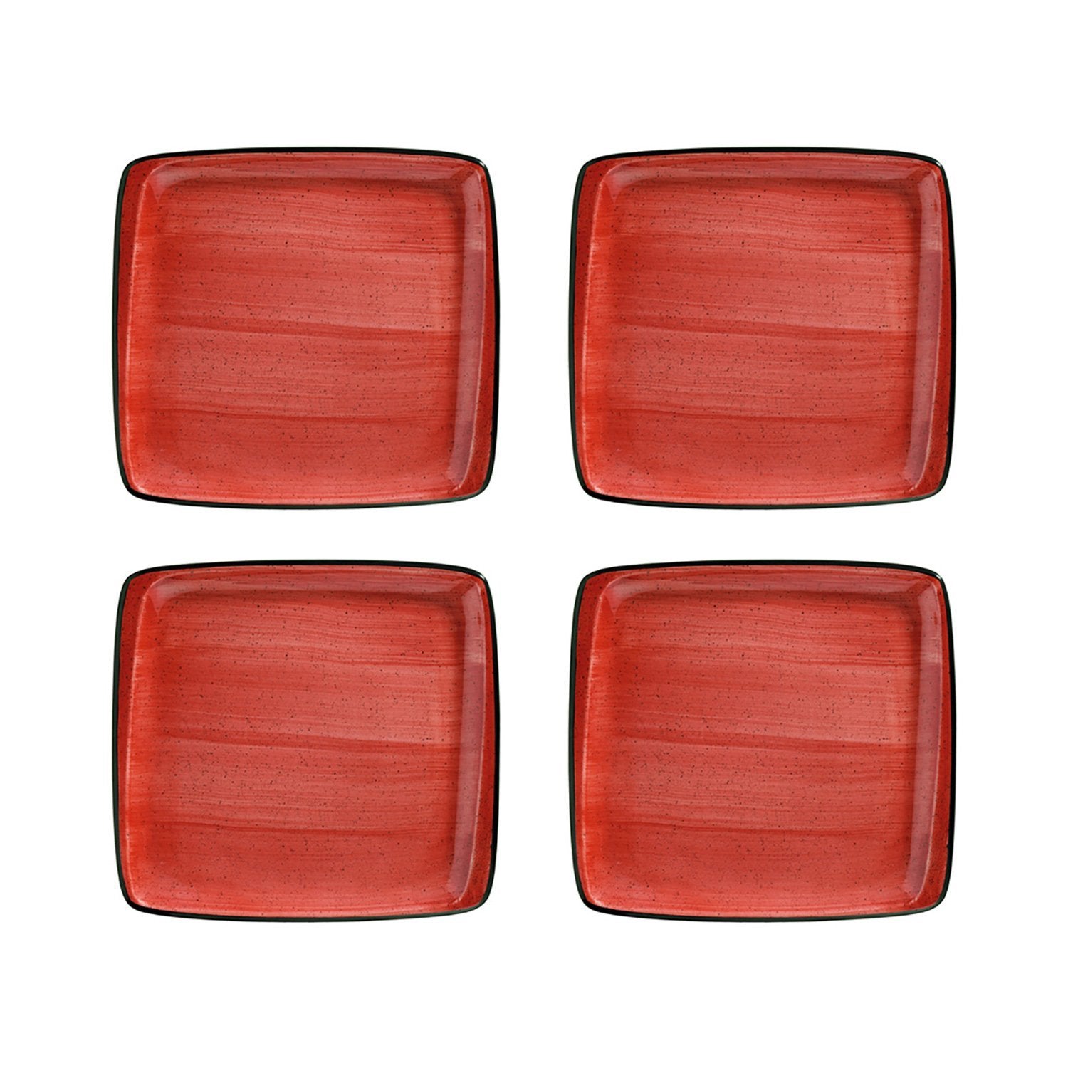 Passion 6.25" x 5.75" Square Red Vitrified Plate