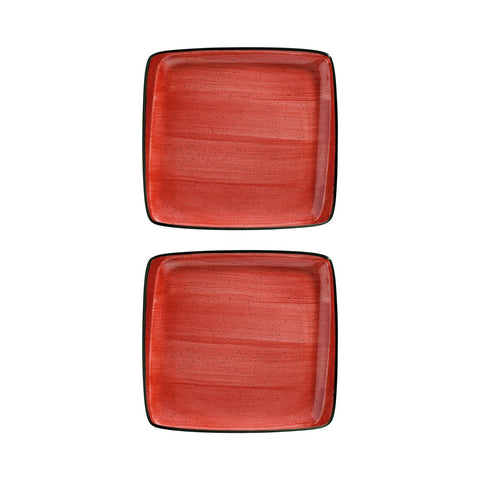 Passion 8.5" x 8" Square Red Vitrified Plate