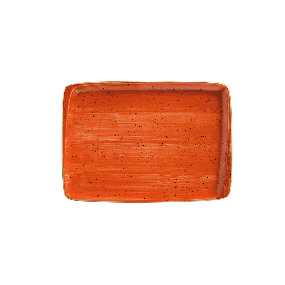 Bonna China Sienna 9" x 6"  Rectangular Terracotta Porcelain Plate (Set of 2)