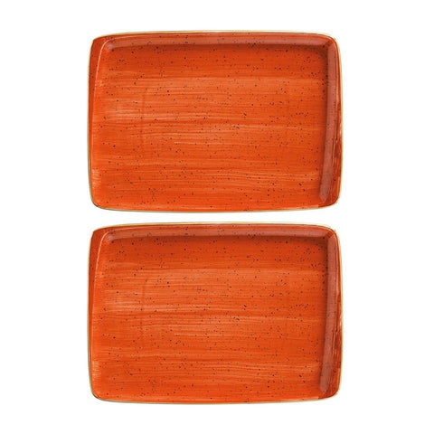 Bonna China Sienna 9" x 6"  Rectangular Terracotta Porcelain Plate (Set of 2)
