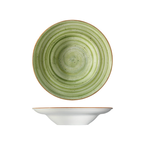 Bonna China Natura dia.11.75" h:2.5" 19 oz. Round Green Porcelain Bowl (Set of 2)