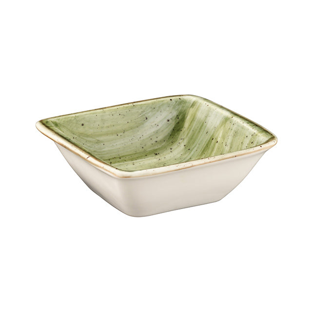 Bonna China Natura 3.5" x 3.5" x h:1.25" 1 oz. Square Green Porcelain Ramekin (Set of 4)