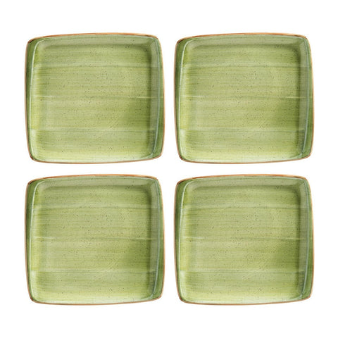 Bonna China Natura 6.25" x 5.75"  Square Green Porcelain Plate (Set of 4)
