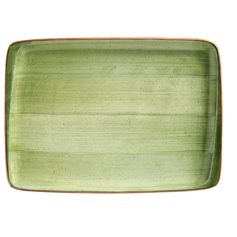 Bonna China Natura 9" x 6"  Rectangular Green Porcelain Plate (Set of 2)