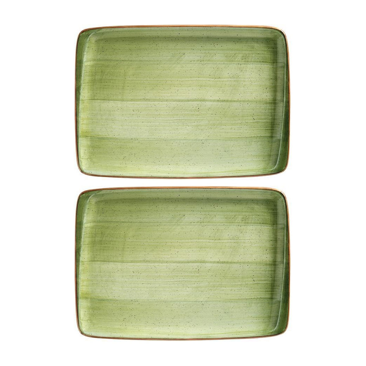 Bonna China Natura 9" x 6"  Rectangular Green Porcelain Plate (Set of 2)