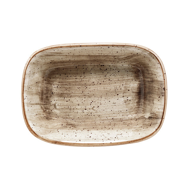 Bonna China Earth 5.5" x 4" x h:1.25" 7 oz. Rectangular Brown Porcelain Deep Plate (Set of 2)