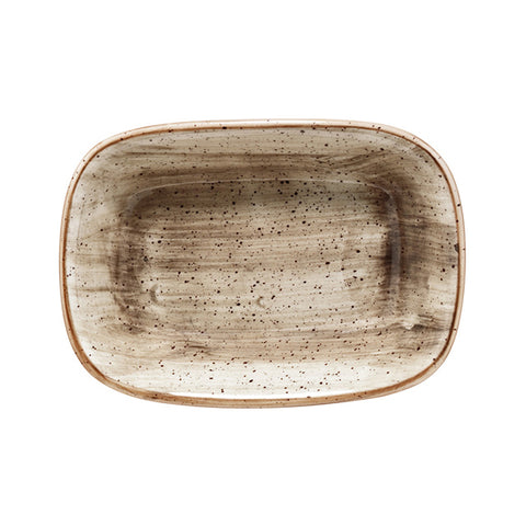 Bonna China Earth 5.5" x 4" x h:1.25" 7 oz. Rectangular Brown Porcelain Deep Plate (Set of 2)