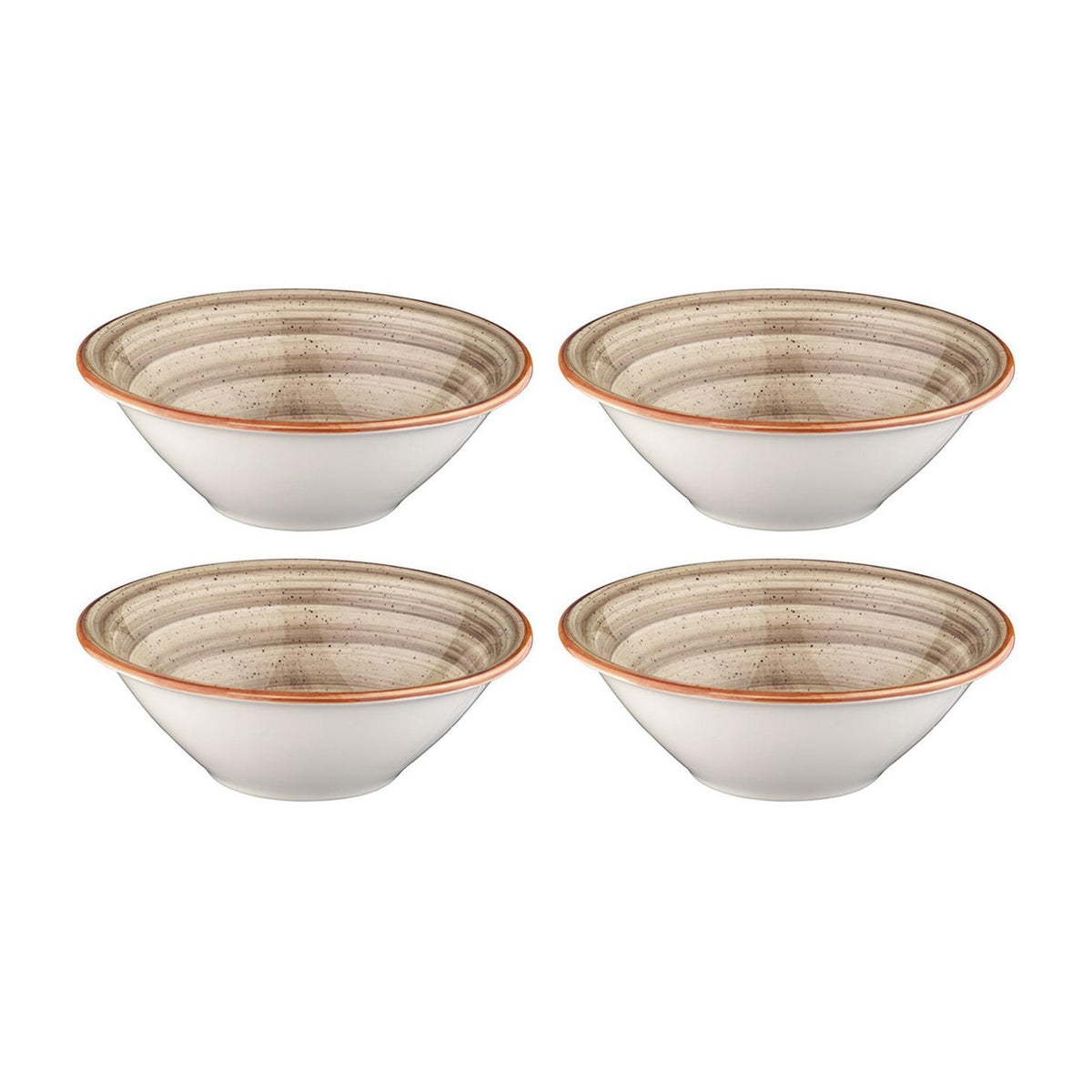 Bonna China Earth dia.6.25" h:2" 13 oz. Round Brown Porcelain Bowl (Set of 4)
