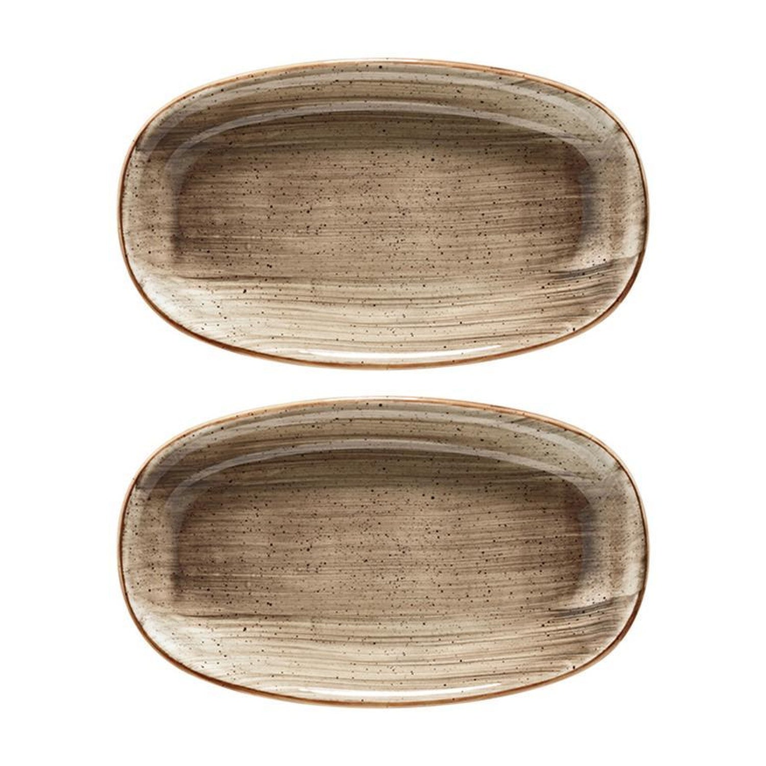 Bonna China Earth 7.5" x 4.25" x h:1" Oval Brown Porcelain Platter (Set of 2)
