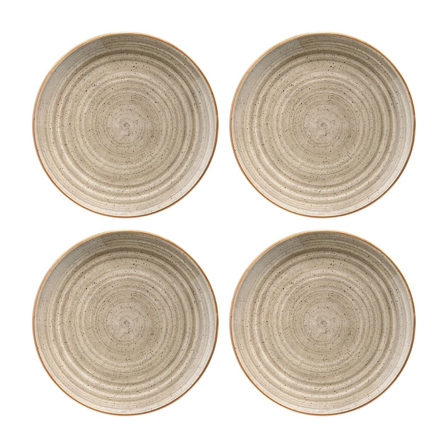 Bonna China Earth dia.8.25"  Round Brown Porcelain Plate (Set of 4)