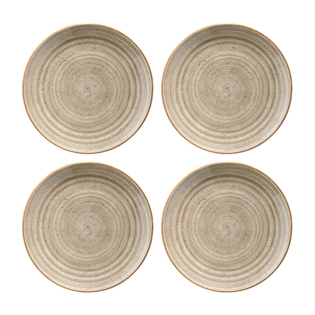 Bonna China Earth dia.10"  Round Brown Porcelain Plate (Set of 4)