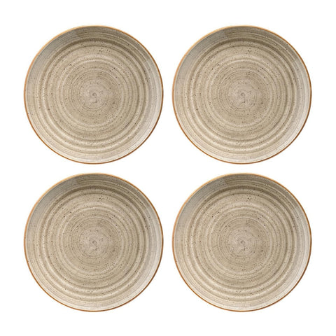 Bonna China Earth dia.10"  Round Brown Porcelain Plate (Set of 4)
