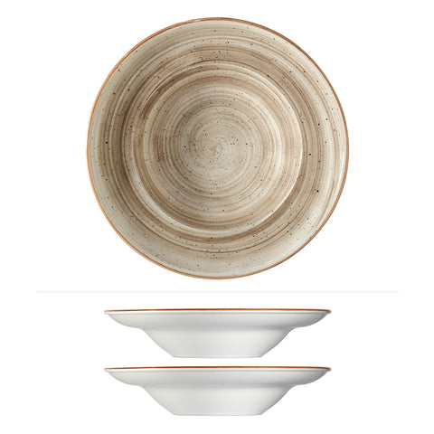 Bonna China Earth dia.11.75" h:2.5" 19 oz. Round Brown Porcelain Bowl (Set of 2)