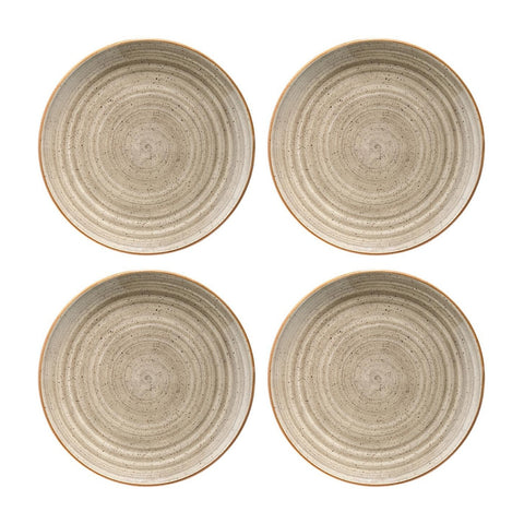Bonna China Earth dia.12"  Round Brown Porcelain Plate (Set of 4)