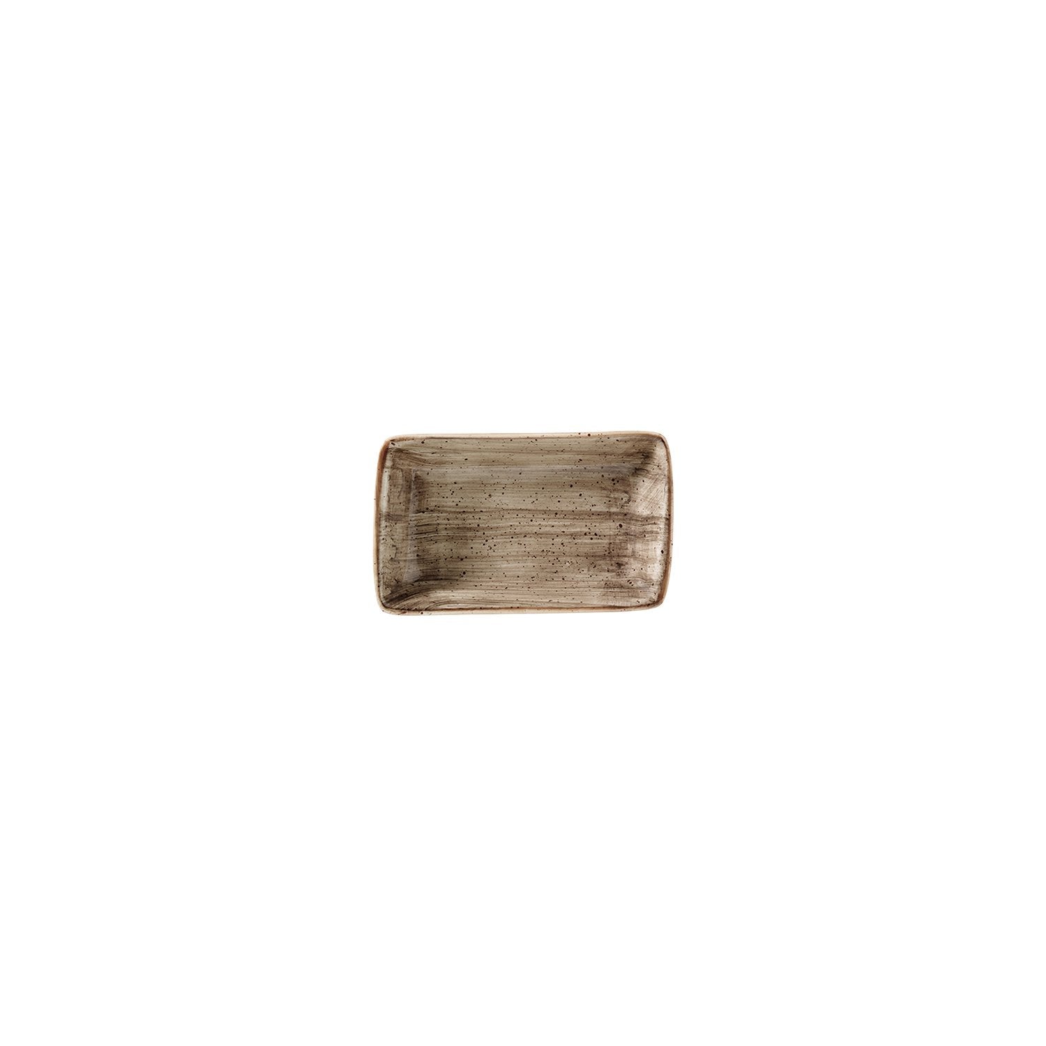 Bonna China Earth 6" x 3.75" x h:1.25" 6 oz. Rectangular Brown Porcelain Deep Plate (Set of 2)