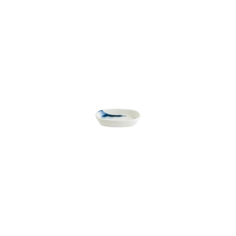 Bonna China Blue Wave 4" x 2.5" x h:0.75" Oval Decorated Porcelain Platter (Set of 4)