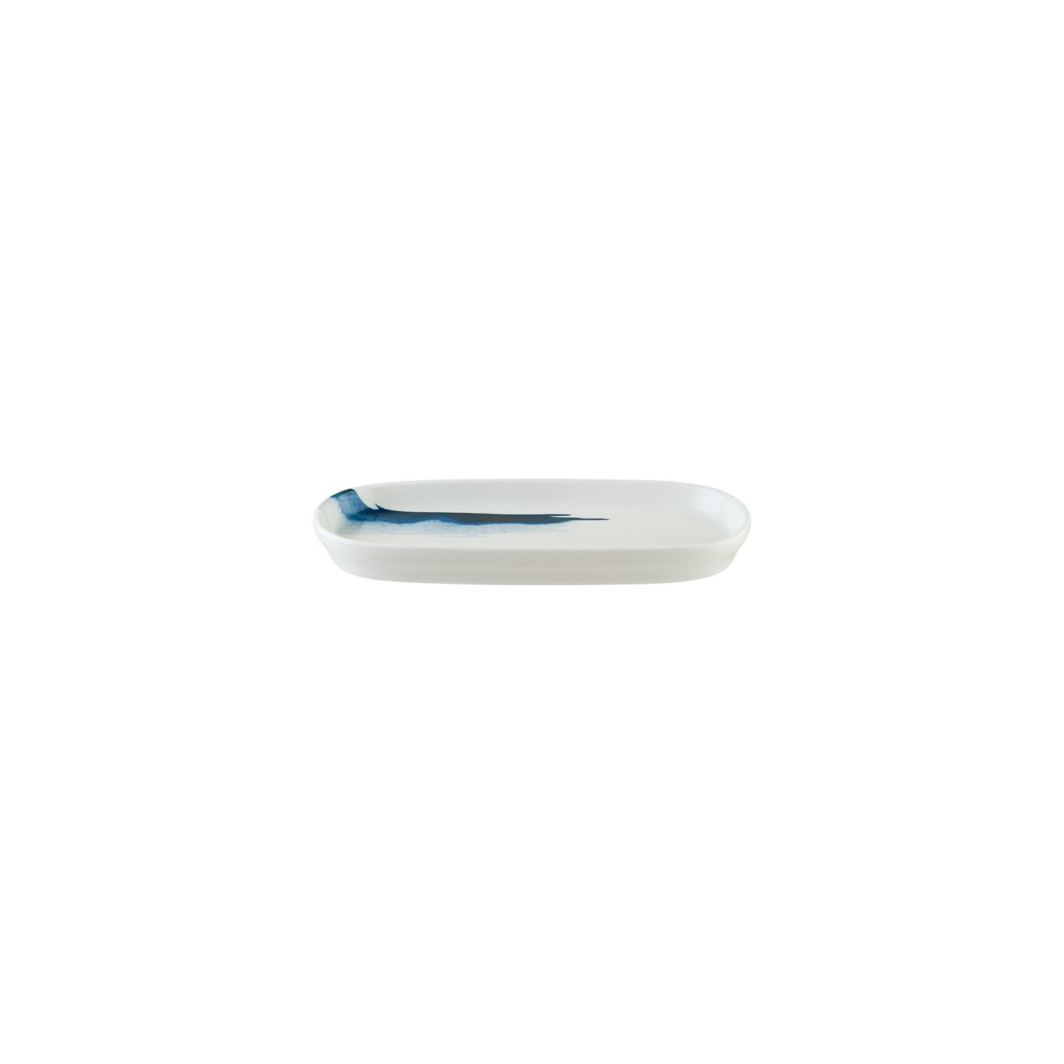 Bonna China Blue Wave 8.5" x 4" x h:0.75" Oval Decorated Porcelain Platter (Set of 2)
