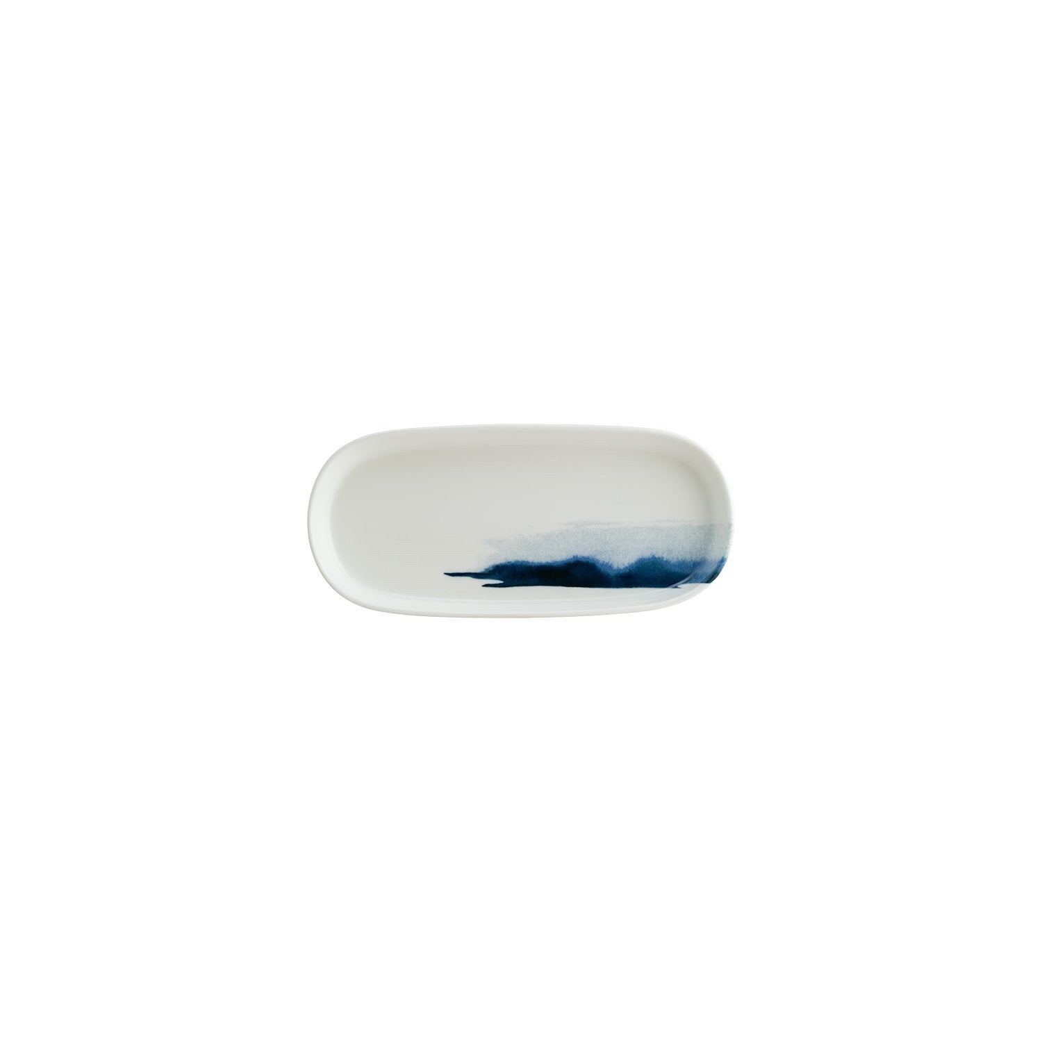 Bonna China Blue Wave 8.5" x 4" x h:0.75" Oval Decorated Porcelain Platter (Set of 2)