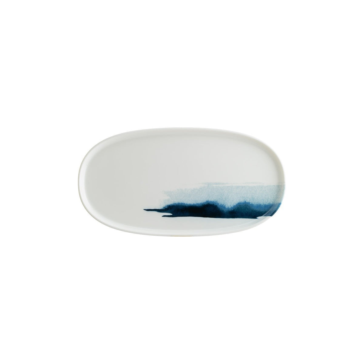 Blue Wave 12" x 6.25" x h:0.75" Oval Decorated Vitrified Platter (1 each)