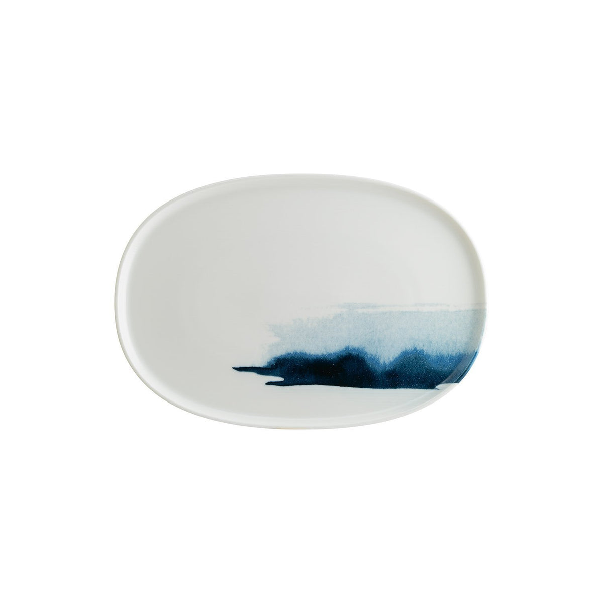 Blue Wave 13" x 9" x h:0.75" Oval Decorated Vitrified Platter (1 each)