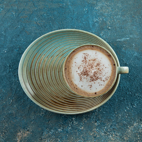 Coral Coffee Cup+Snack Saucer Set for 2