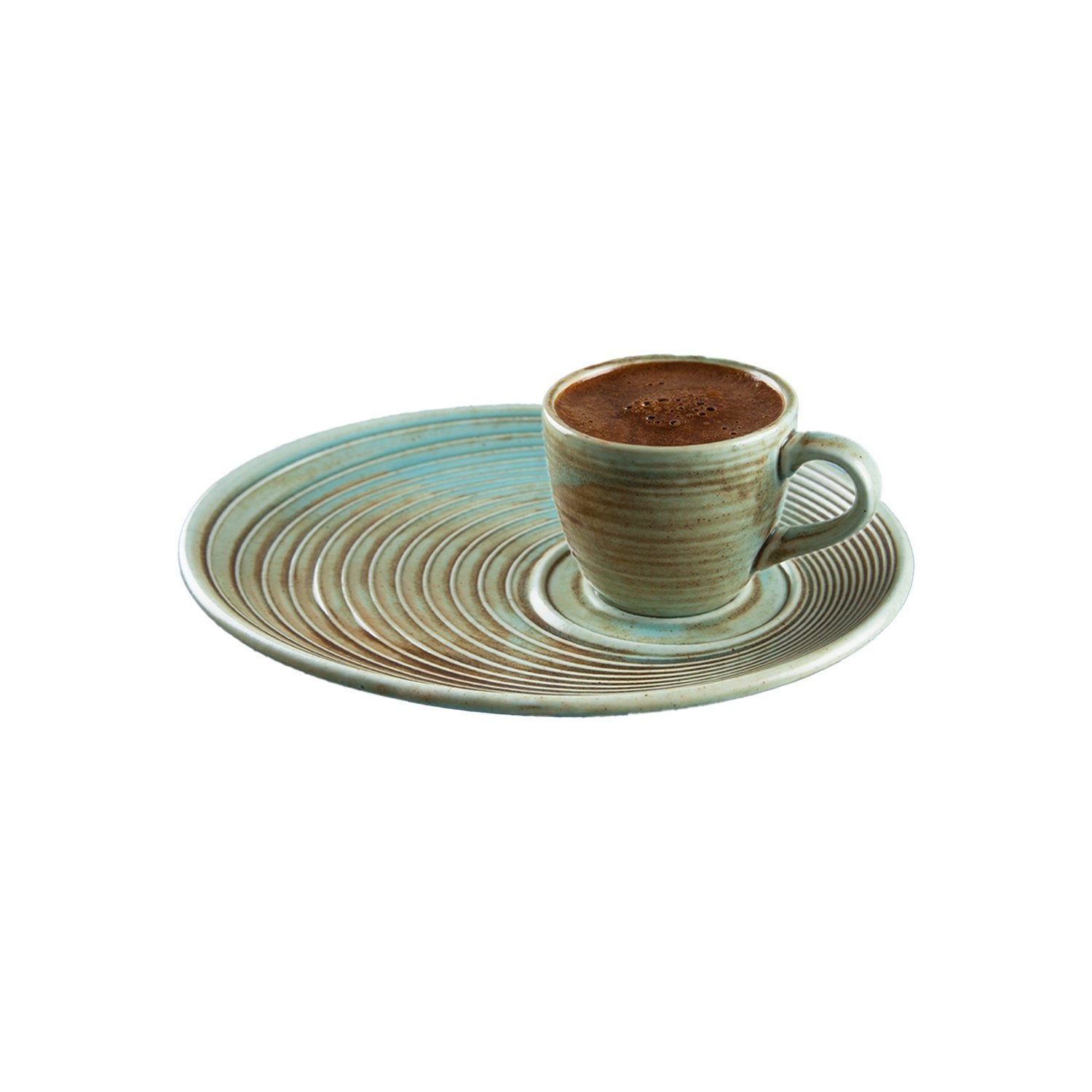 Coral Espresso Cup+Snack Saucer Set for 2
