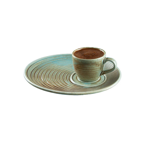 Coral Espresso Cup+Snack Saucer Set for 2
