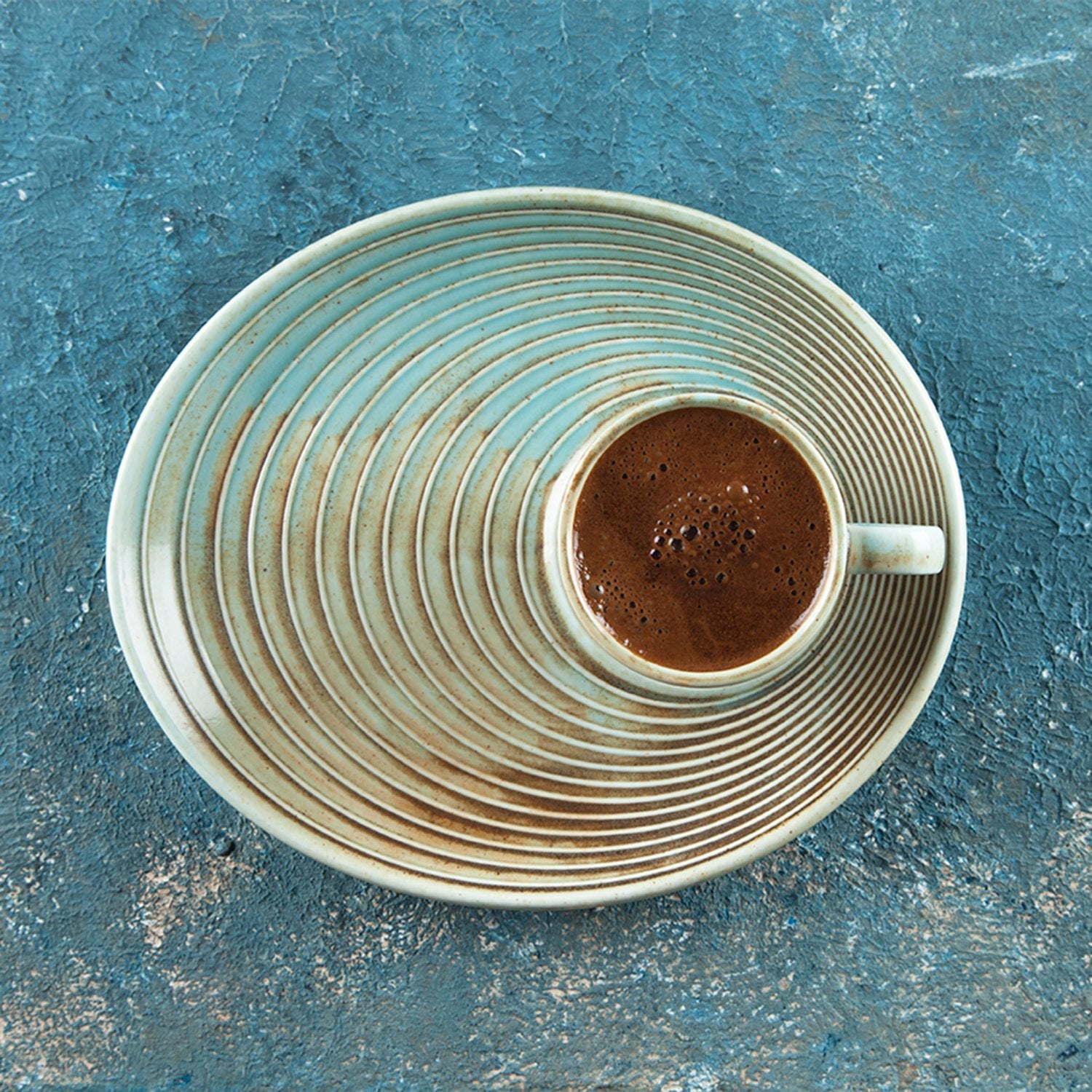 Coral Espresso Cup+Snack Saucer Set for 2