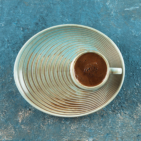 Coral Espresso Cup+Snack Saucer Set for 2