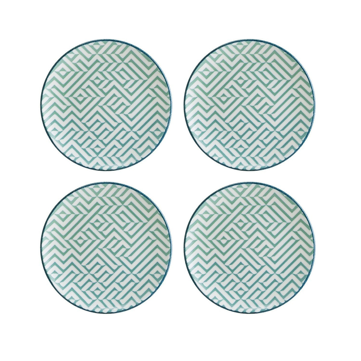 Chevron dia.7.5" Round Decorated Vitrified Plate (Set of 4)
