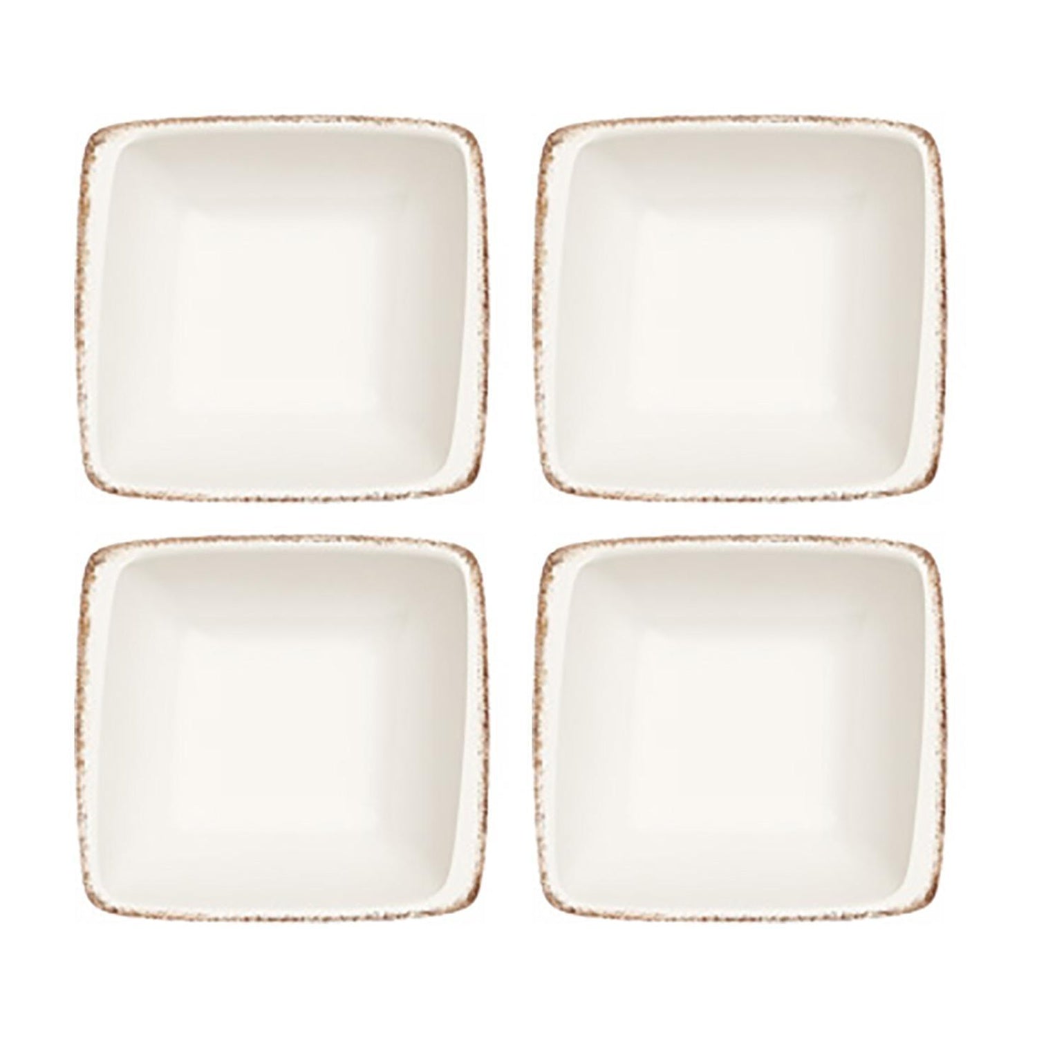 Bonna China Vintage 3.5" x 3.5" x h:1.25" 1 oz. Square Decorated Porcelain Ramekin (Set of 4)