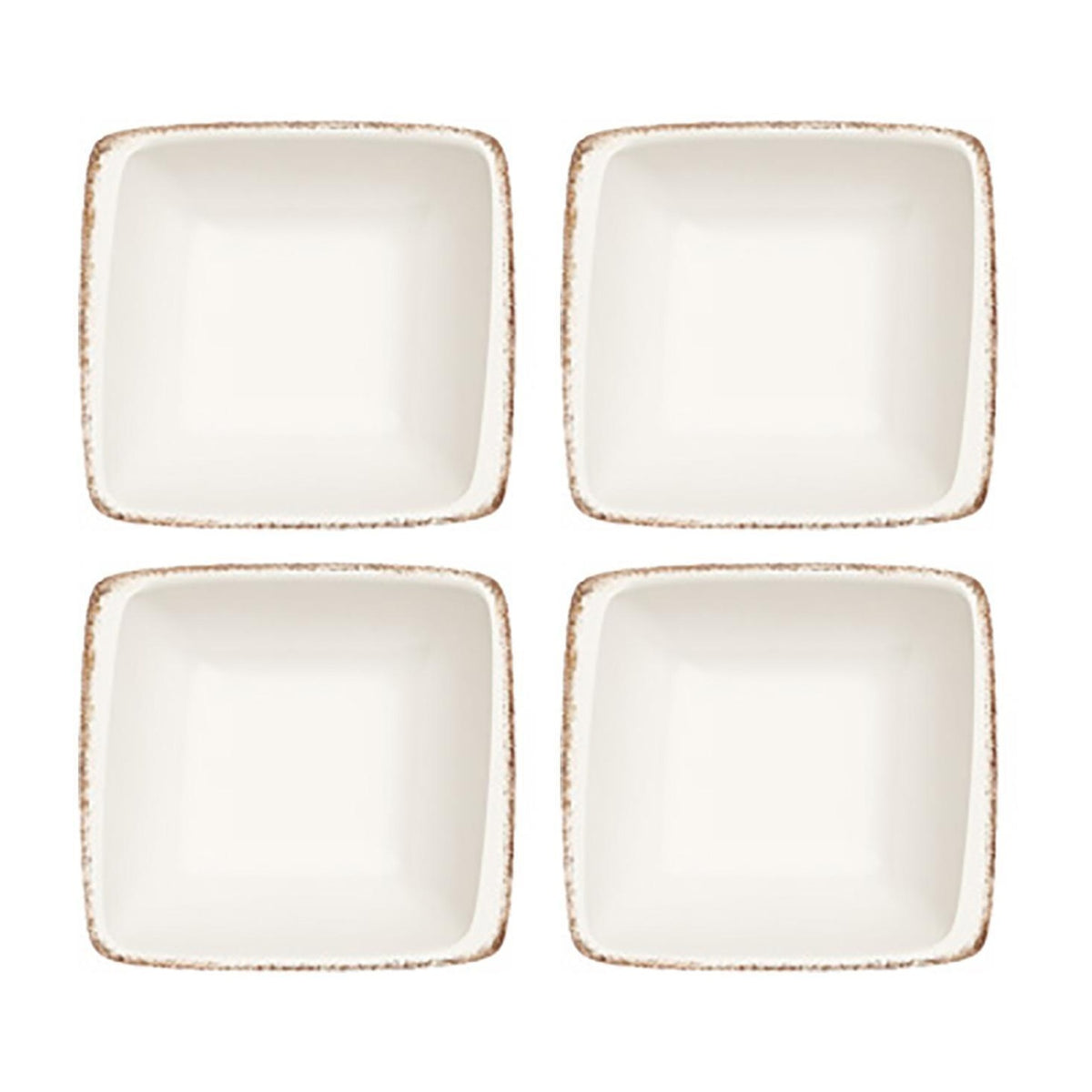 Bonna China Vintage 3.5" x 3.5" x h:1.25" 1 oz. Square Decorated Porcelain Ramekin (Set of 4)