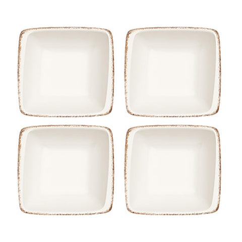 Bonna China Vintage 3.5" x 3.5" x h:1.25" 1 oz. Square Decorated Porcelain Ramekin (Set of 4)