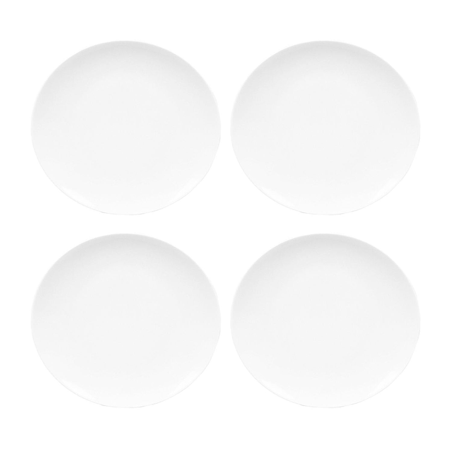Porcelain Elips 8" x 7.25" Oval White Porcelain Plate (Set of 4)