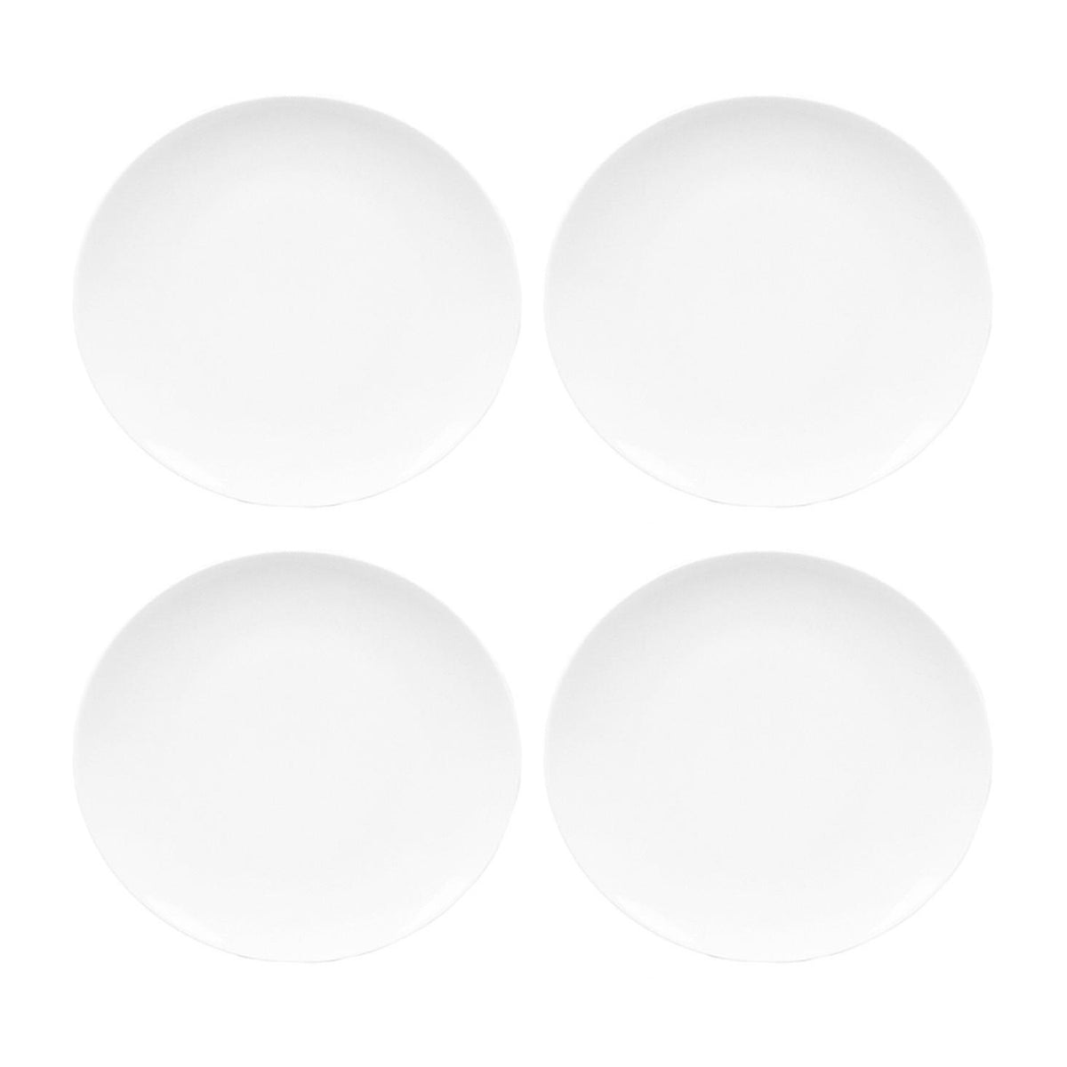 Porcelain Elips 8" x 7.25" Oval White Porcelain Plate (Set of 4)