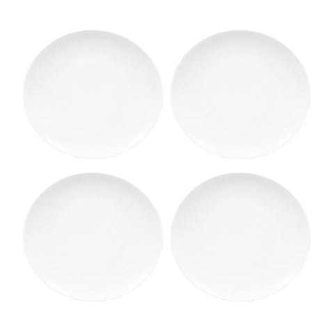 Porcelain Elips 8" x 7.25" Oval White Porcelain Plate (Set of 4)