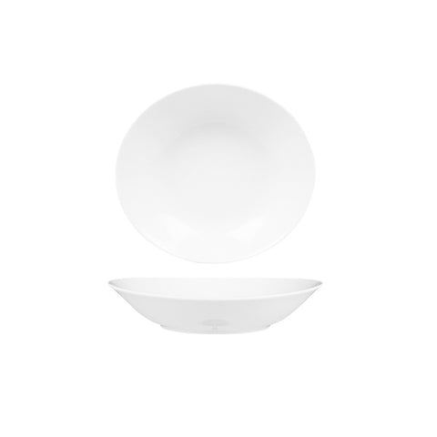 Elips Oval White Porcelain Deep Plate 8.5" x 7.75" x h:1.5" 20 oz. (Set of 4)