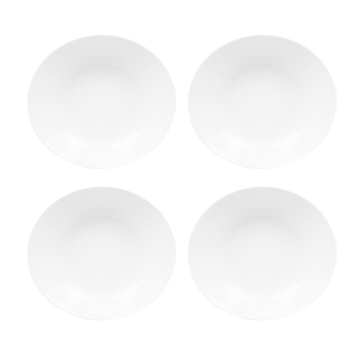 Elips Oval White Porcelain Deep Plate 8.5" x 7.75" x h:1.5" 20 oz. (Set of 4)
