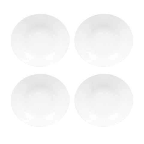 Elips Oval White Porcelain Deep Plate 8.5" x 7.75" x h:1.5" 20 oz. (Set of 4)